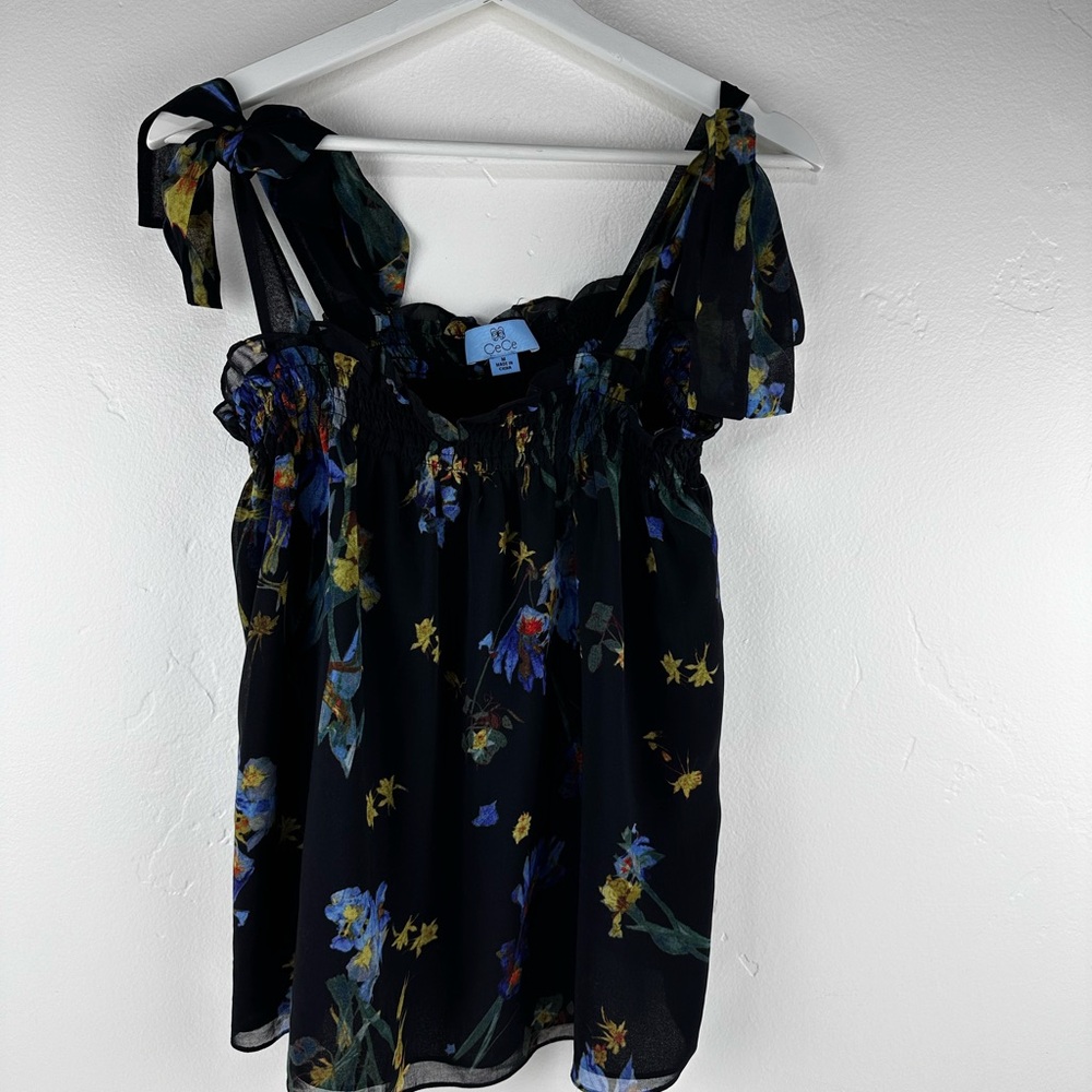 Floral Black Sheer Top